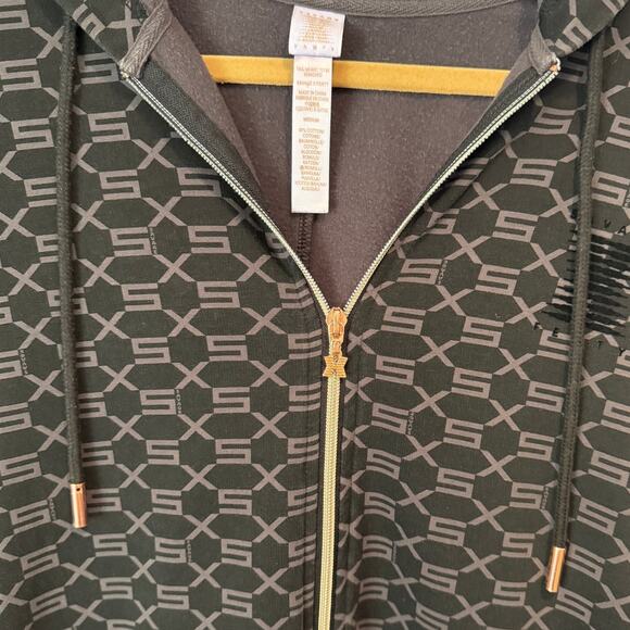 SAVAGE X FENTY Forever Savage Hooded Jumpsuit Black Caviar Monogram Print M - Picture 4 of 8